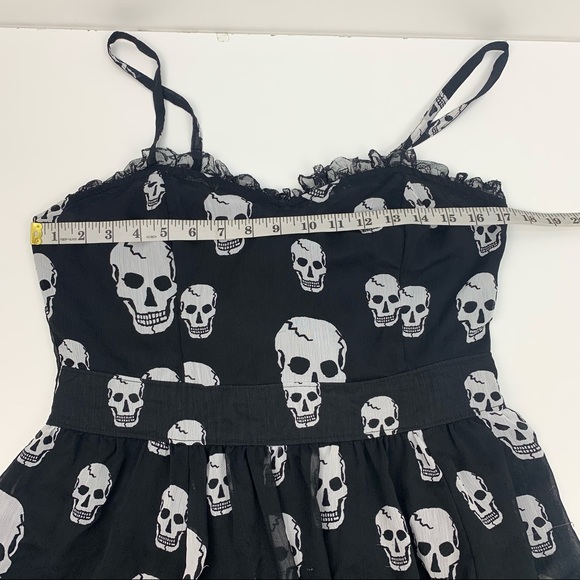 TRIPP NYC Skull Chiffon Dress Ruffles Goth Black Size Large - Picture 9 of 13